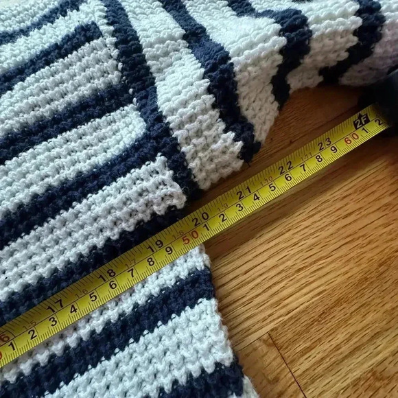 SAGE + STONE x Women’s Nautical Coastal Vibes Cropped Blue & White Sweater SZ L - Picture 3 of 5